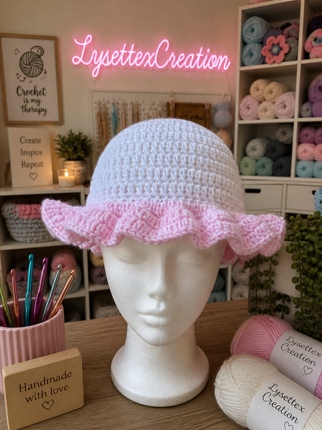 Crochet ruffle hat